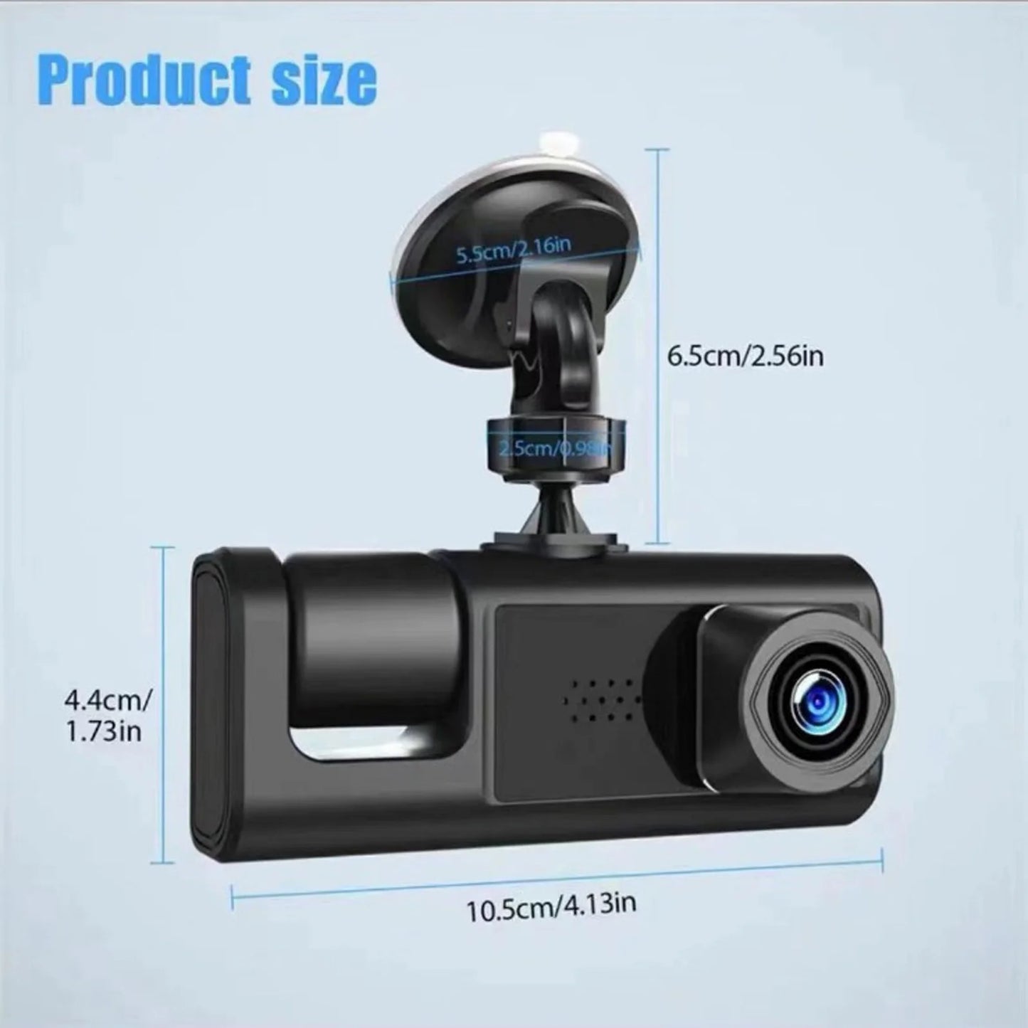 Dual Dash Cam with Front and Rear 1080P HD Cameras, Night Vision, Loop Recording, G-Sensor, 3.0 Inch LCD Display