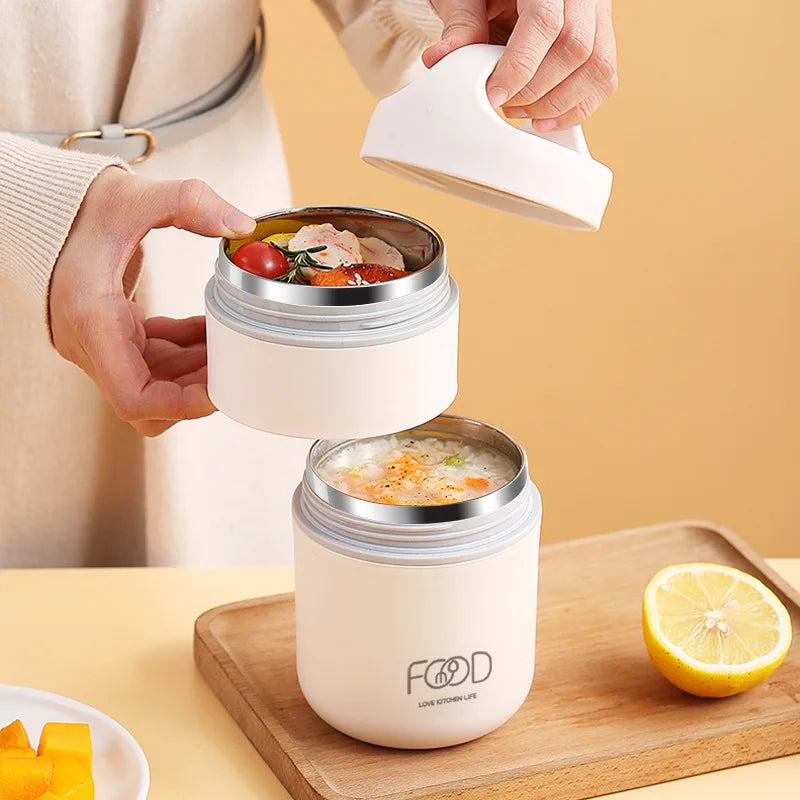 304 Stainless Steel Vacuum Thermal Lunch Box Insulated Lunch Bag Food Warmer Soup Cup Thermos Containers Bento Box for Students