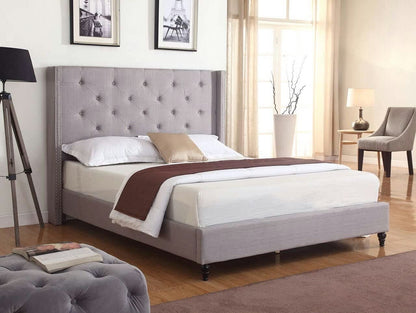 Platform Bed, Queen 2019, Light Grey