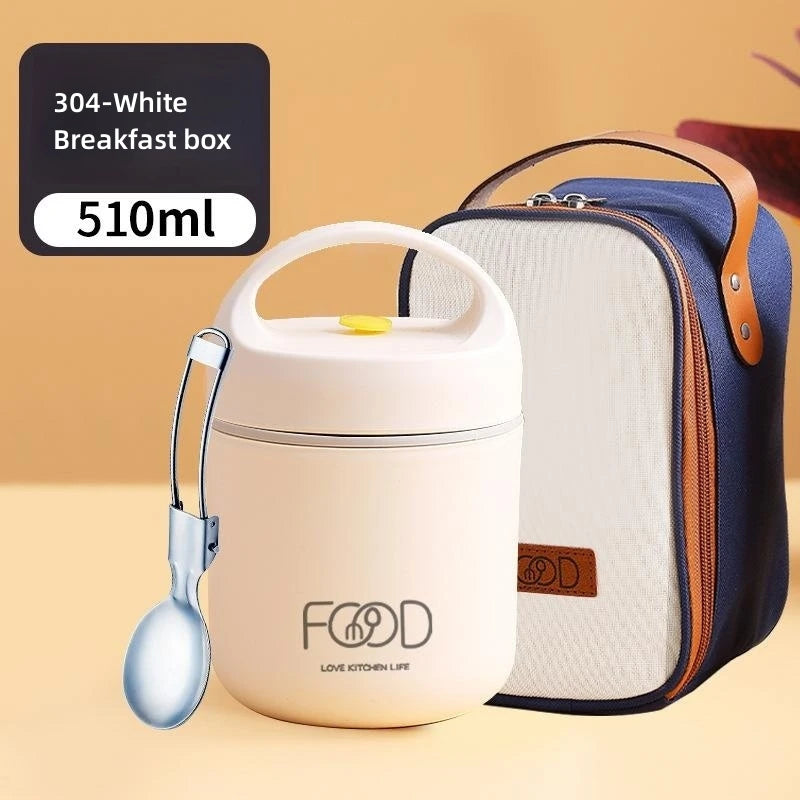 304 Stainless Steel Vacuum Thermal Lunch Box Insulated Lunch Bag Food Warmer Soup Cup Thermos Containers Bento Box for Students