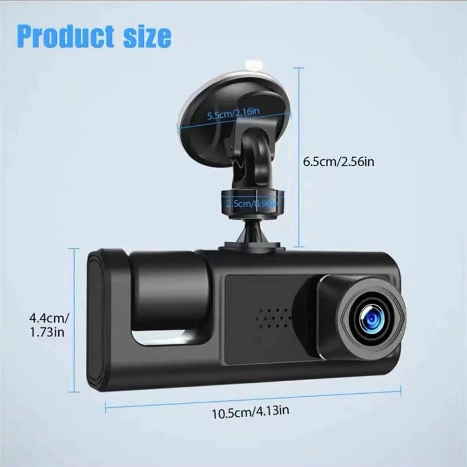 Dual Dash Cam with Front and Rear 1080P HD Cameras, Night Vision, Loop Recording, G-Sensor, 3.0 Inch LCD Display