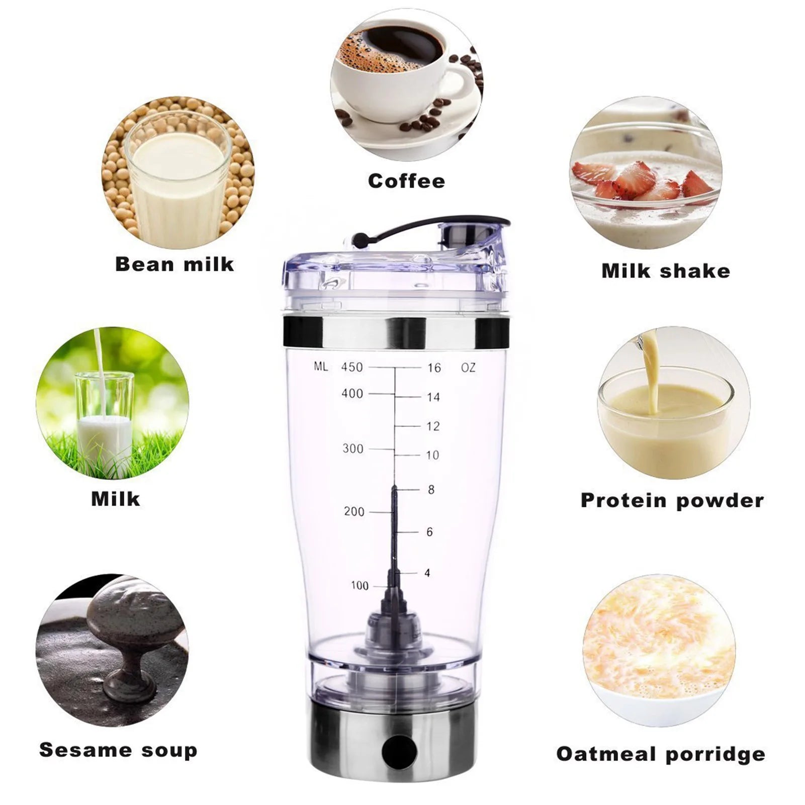 450Ml/600Ml Coffee Cup Electric Stirring Mug Large Capacity Mug Glass Waterproof Automatic Electric Protein Powder Mix Cup