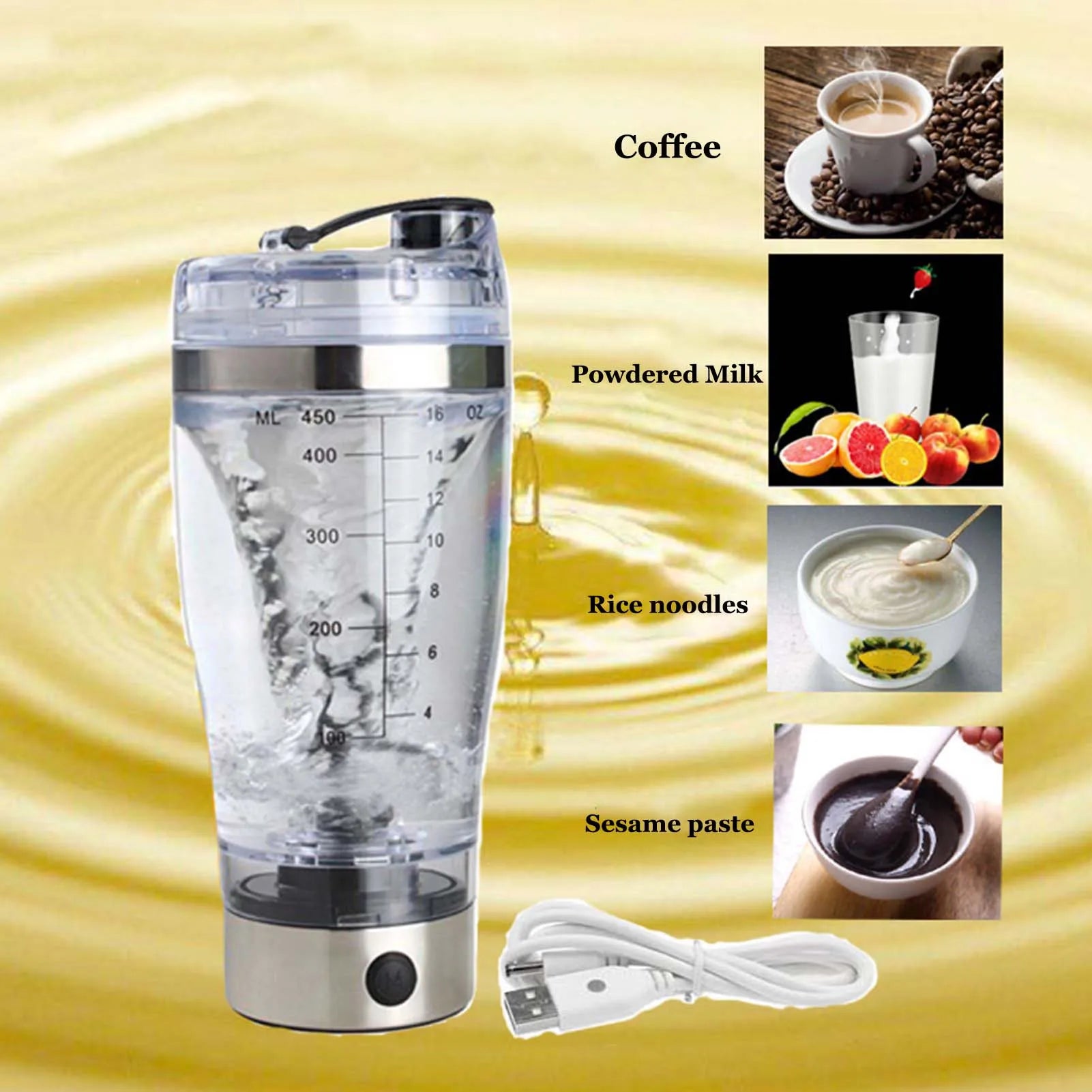 450Ml/600Ml Coffee Cup Electric Stirring Mug Large Capacity Mug Glass Waterproof Automatic Electric Protein Powder Mix Cup