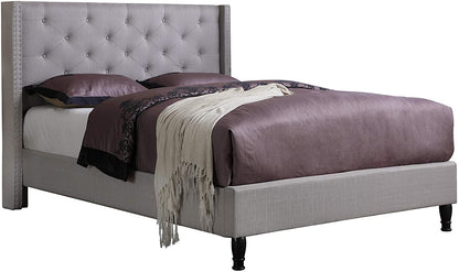 Platform Bed, Queen 2019, Light Grey