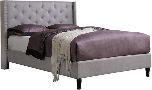 Platform Bed, Queen 2019, Light Grey