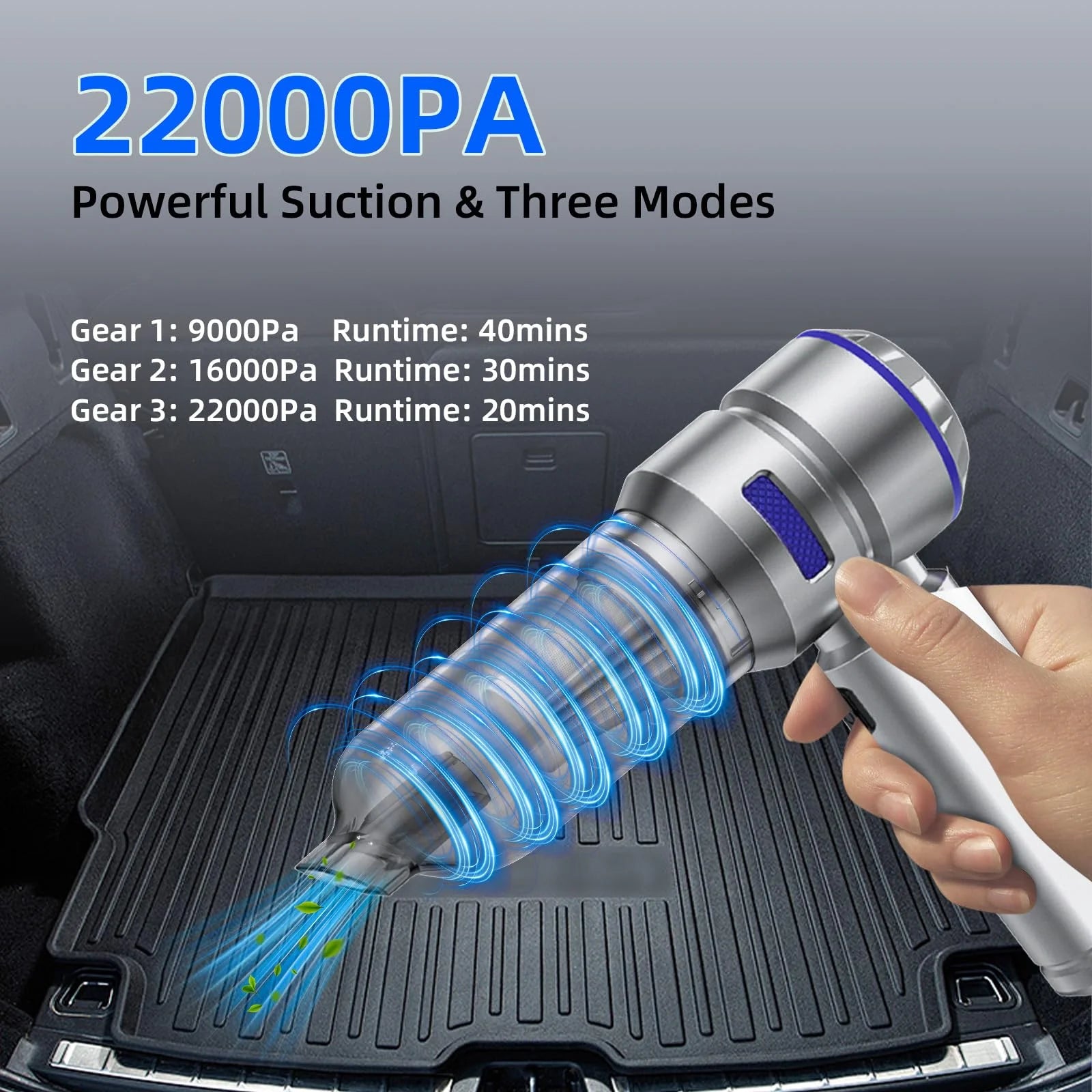 Portable High Power Car Vacuum Cleaner, 22000PA Car Vacuums 4 in 1 Compressed Air Duster & Air Blower & Pump Hand Held Vacuum Cordless with Brushless Motor for Cars Home Office